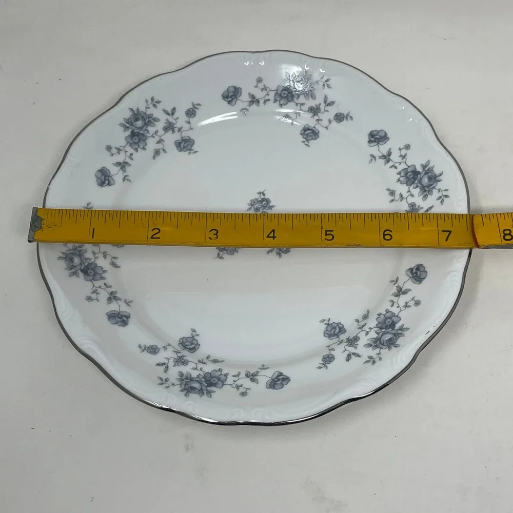 Johann Haviland Blue Garland Salad Plate Bavaria Germany Platinum Trim 7.5